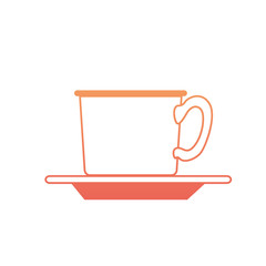 coffee cup on dish in degraded orange to magenta color contour