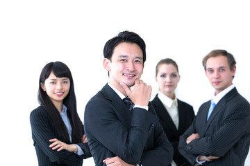 Lined up business persons.