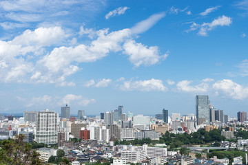 Fototapeta na wymiar 青葉城址の展望広場から見る仙台市街のイメージ