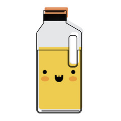 kawaii orange juice bottle in watercolor silhouette