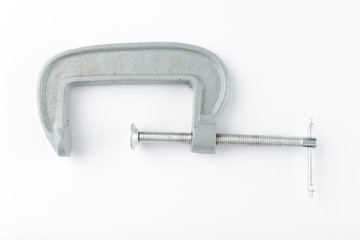 C-clamp gray color isolated on white background - Generic industrial