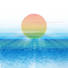 Sunrise and wavy beach 