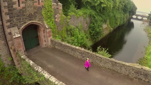 Aerial Video of Irish Dancer on a Bridge in Ireland a 2017