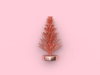 abstract christmas tree-leaf minimal pink background christmas holiday concept 3d rendering