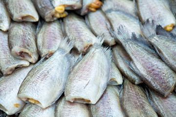 Dried fishs of local food at open market,thailand