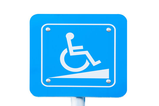 Handicap parking traffic sign on white background.clipping path