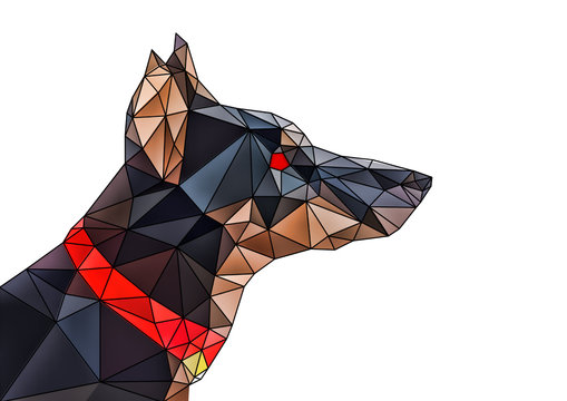多角形で出来た抽象的な犬