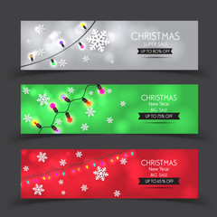 Fototapeta na wymiar Banner christmas sale . Set of vector design elements.
