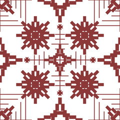 Obraz premium Seamless geometric pattern with embroidery elements