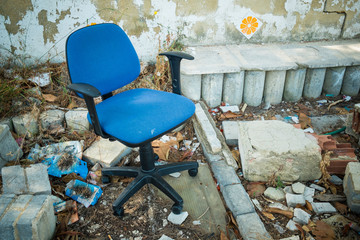 Office chair  in a ruin