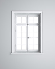 Vintage blank window inside room. 3d illustration