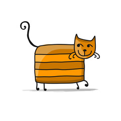 Cute striped cat, sketch for your design