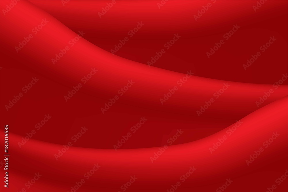 Poster red abstract background cloth with curves lines and shadow, wave or wavy folds of grunge silk textur