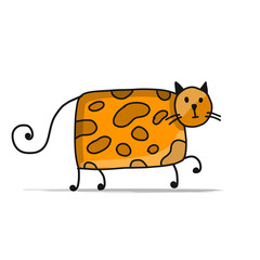 Cute striped cat, sketch for your design