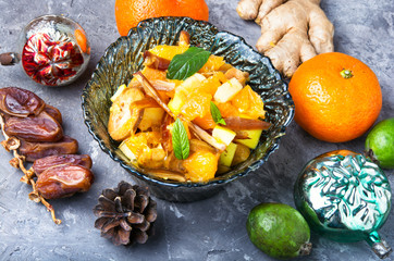 Christmas exotic fruit salad