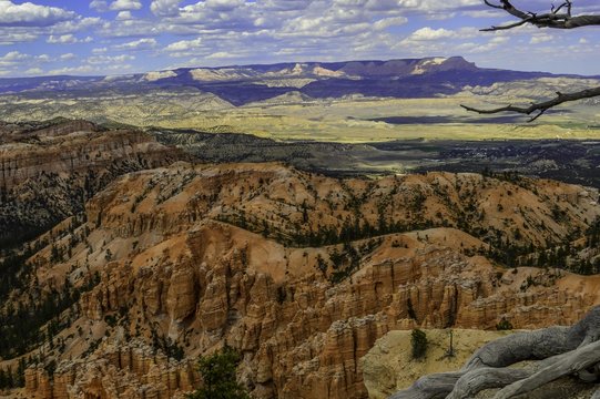 Bryce Canyon View with sunny image erosion, natural art and beautiful roads