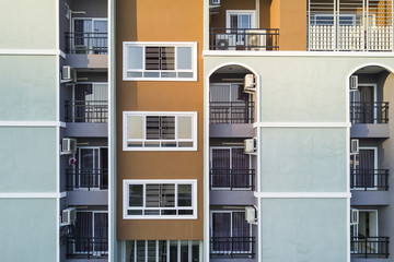Apartment building window and balcony