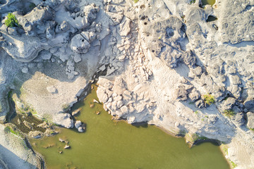 Bird's eye view of Sam Phan Bok Canyon, beautiful unseen natural wonder in Ubonratchathani, Thailand