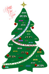 Celebración del año nuevo.
Postal de ambiente Navideño celebrando el año nuevo indicado en el abeto.
