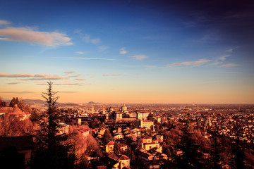 colorful sunset in Bergamo