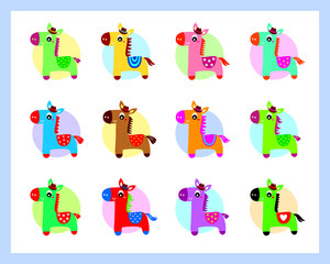 cute happy horse vector collection