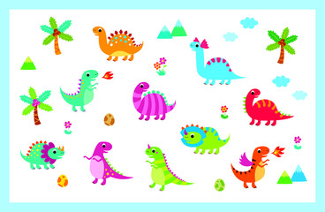 Naklejka na ściany i meble cute dinosaur vector collection