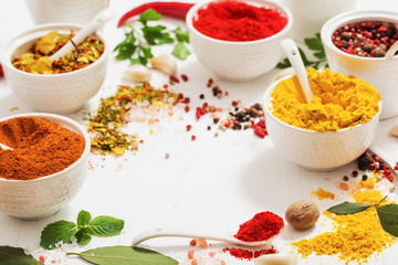 spices on white background