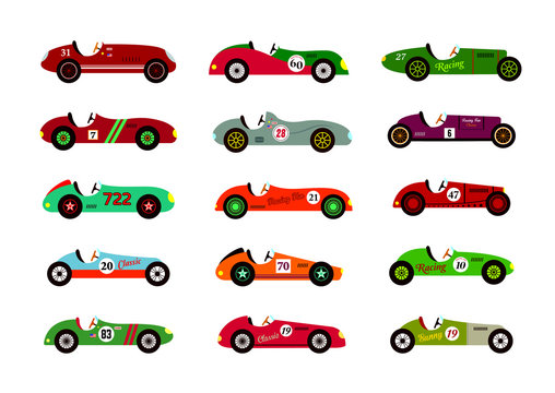 Vintage Race Car Vector Collection