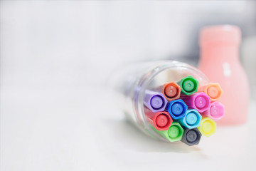 Close Up of Ballpoint Pens in bottle