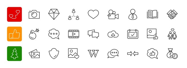 Set of Social Networks Related Vector Line Icons. Contains such 