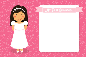 Cute First Communion card for girls