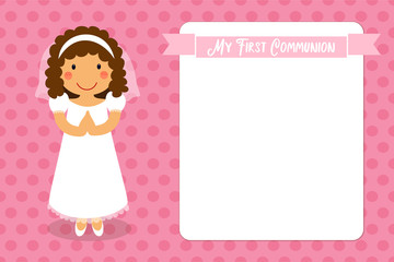 Cute First Communion card for girls