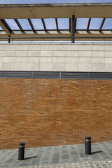 closeup of modern brick architecture