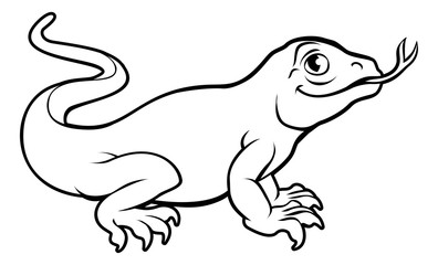 Naklejka premium Komodo Dragon Lizard Cartoon Character