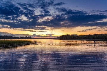 Beautiful sunset at the lake in summer, Europe