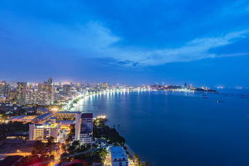 View of pattaya city beach at Pratumnak,Pattaya city is famous about sea sport and night life entertainment, Pattaya,Thailand.