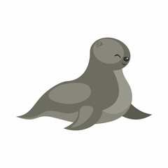 The image of a cute cartoon seal. Vector illustration.