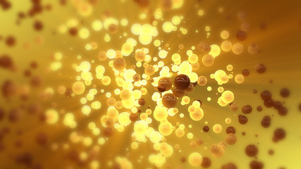 Abstract background with color spheres of different size glowing in the dark 3d render