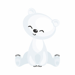 The image of a cute cartoon polar bear. Vector illustration.