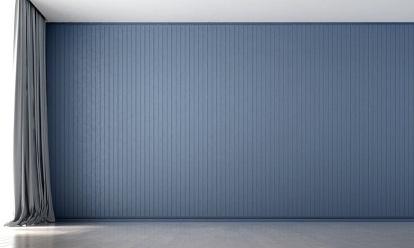 The empty loung and living room and blue wall background texture