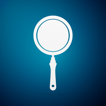 Frying pan icon isolated on blue background. Flat design. Vector Illustration