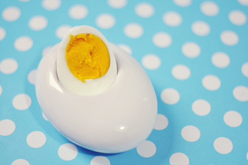 Hard boiled egg sliced in halves