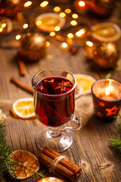 Glass with mulled wine