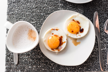 breakfast with eggs and coffee