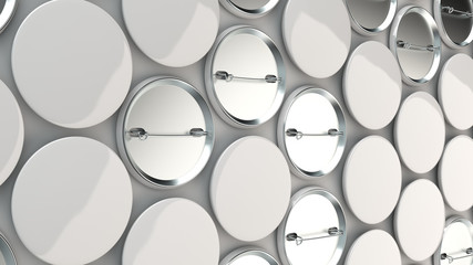 Blank white badges on white background