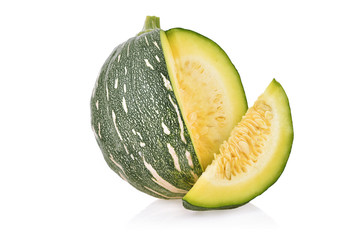Green pumpkin isolated on the white background .