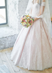 Fototapeta na wymiar Bridal bouquet closeup rose