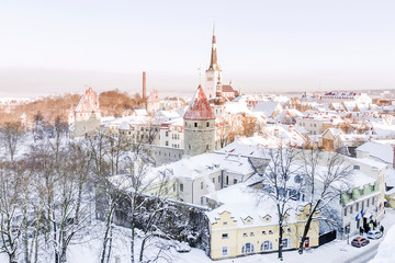 panorama of winter Tallinn, Estonia