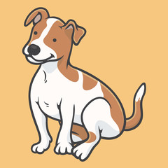 Small Dog Seated, Icon, Character Design, Vector Illustration
