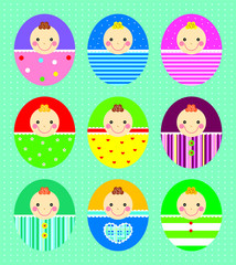 cute newborn babies vector collection